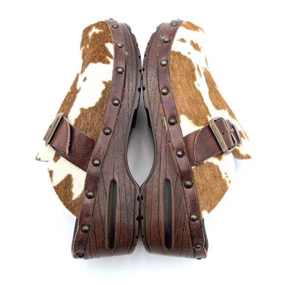 Chocolat Blu Yuna Genuine Calf Hair Clog Women's Cow Print Size US5 EU35 - Picture 5 of 12